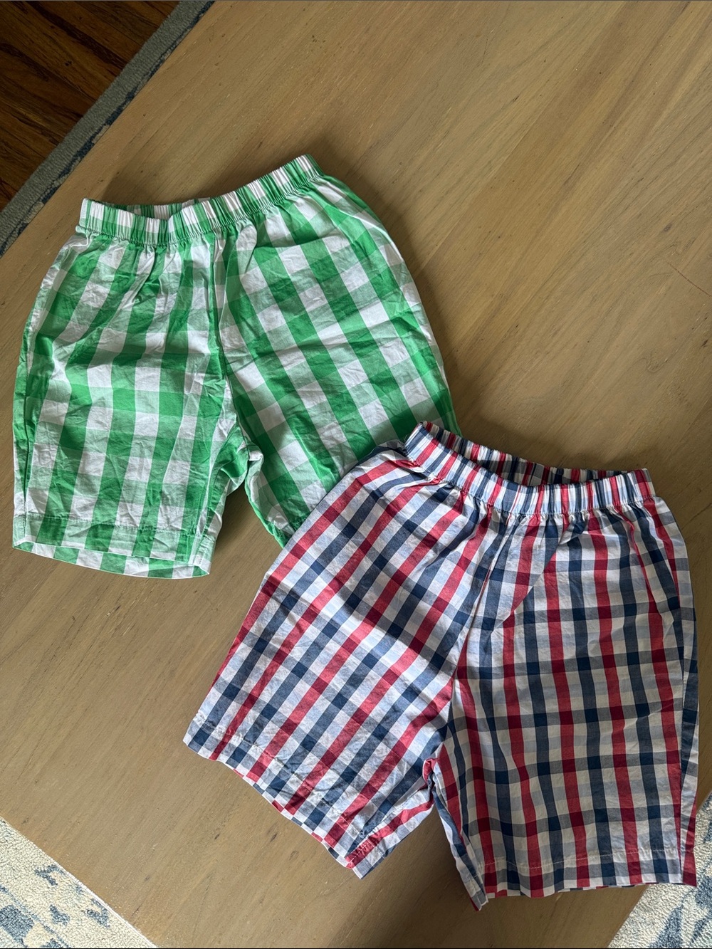 bella bliss Plaid Elastic-Waist Shorts - Green & Red/Blue Plaid